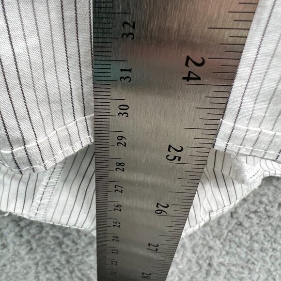 Worthington Womens Top 2X White Striped Short Sleeve Zip Front Shirt Stretch - Picture 8 of 8